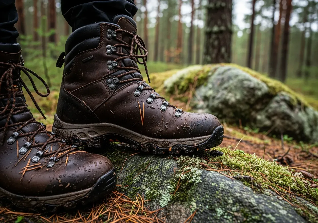 Strumpbyte i mörker med pannlampa